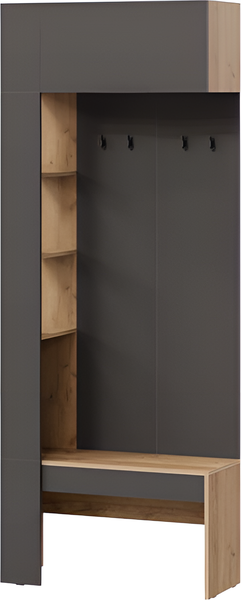 Изображение товара Секция в прихожую ТриЯ Асти Комбинированная НМ (дуб крафт золотой/антрацит)