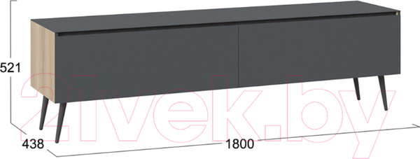 Изображение товара Тумба ТриЯ Глосс СМ-319.03.011 с опорами (яблоня беллуно/стекло графит матовый/серый)