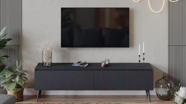 Изображение товара Тумба ТриЯ Глосс СМ-319.03.011 с опорами (яблоня беллуно/стекло графит матовый/серый)