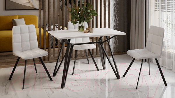 Изображение товара Обеденный стол ТриЯ Ройс Тип 1  (черный муар/белый)