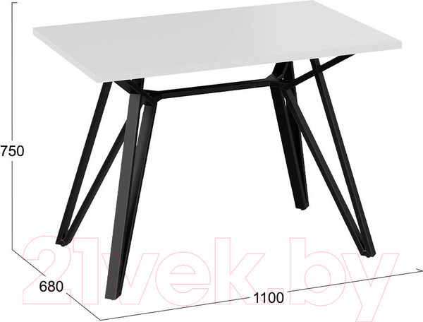 Изображение товара Обеденный стол ТриЯ Ройс Тип 1  (черный муар/белый)