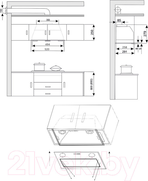 Изображение товара Вытяжка скрытая Exiteq EX-1376