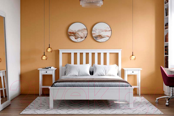 Изображение товара Двуспальная кровать Мебельград Эдит 160x200 (белый фактурный)