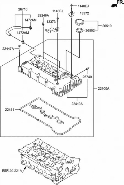 Изображение товара Прокладка двигателя Hyundai/KIA 224412G100