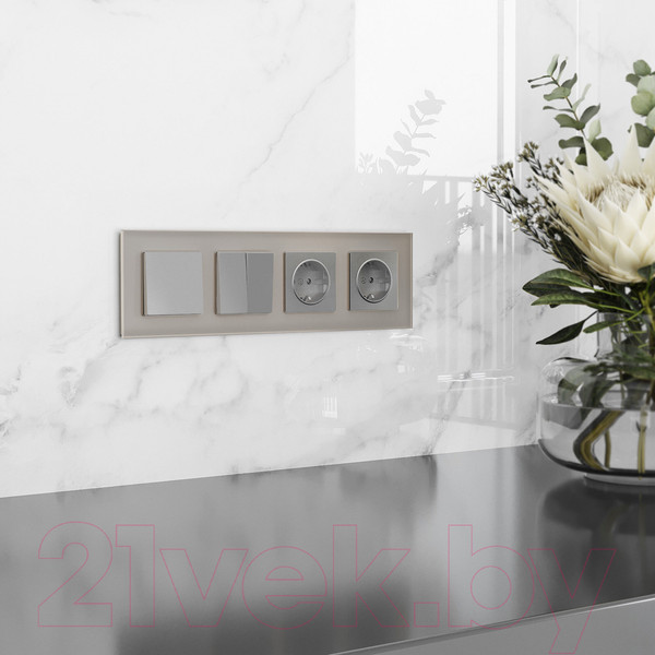 Изображение товара Рамка для выключателей и розеток Werkel Senso W0043117 (дымчатый/стекло Soft-Touch)