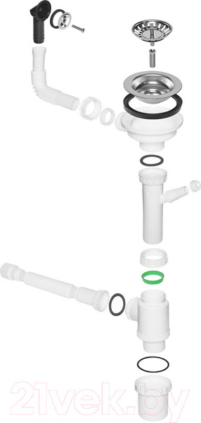 Изображение товара Мойка кухонная Wisent WA03-16 (с сифоном GER013)