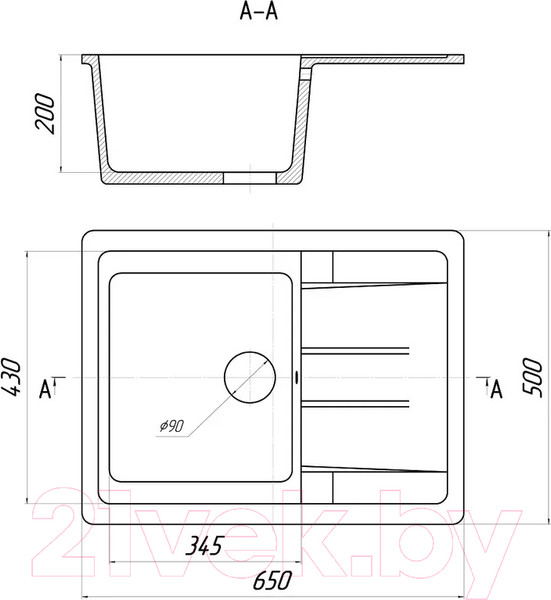 Изображение товара Мойка кухонная Wisent WB22-10 (с сифоном GER013)