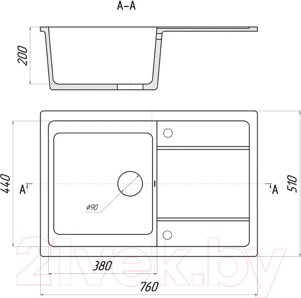 Изображение товара Мойка кухонная Wisent WB27-15 (с сифоном GER013)