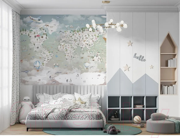 Изображение товара Фотообои листовые Citydecor Детская Карта мира 351 (300x260см)