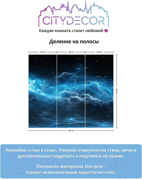Изображение товара Фотообои листовые Citydecor Космос 28 (300x260см)