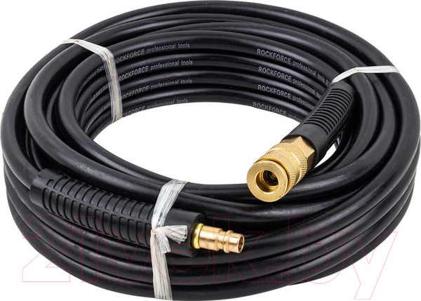 Изображение товара Шланг для компрессора RockForce Резиновый воздушный армированный с фитингами RF-AHC-10/B (58677)