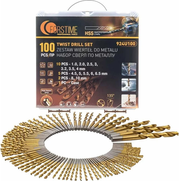 Изображение товара Набор сверл Forstime По металлу FT-924U100