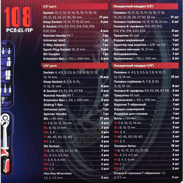Изображение товара Универсальный набор инструментов Yataforce YF-41082-5(52567)