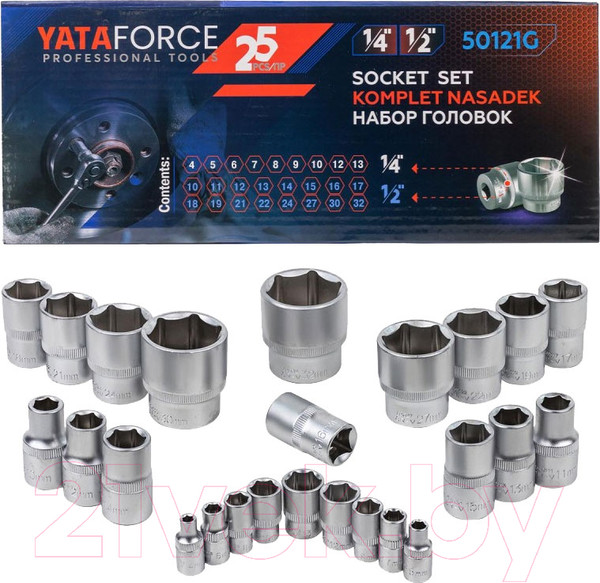 Изображение товара Набор головок слесарных Yataforce YF-50121G(57685)