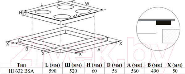 Изображение товара Индукционная варочная панель Weissgauff HI 632 BSA