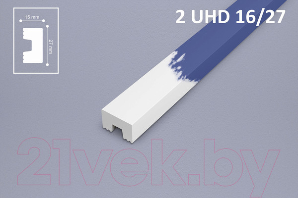 Изображение товара Молдинг SOLID 2UHD 16/27-СВ из экструдированного пенополистирола (2.4м, белый)