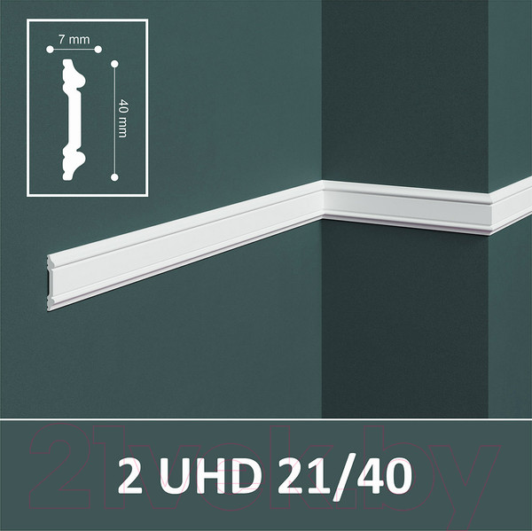 Изображение товара Молдинг SOLID 2UHD 21/40-СВ из экструдированного пенополистирола (2м, белый)