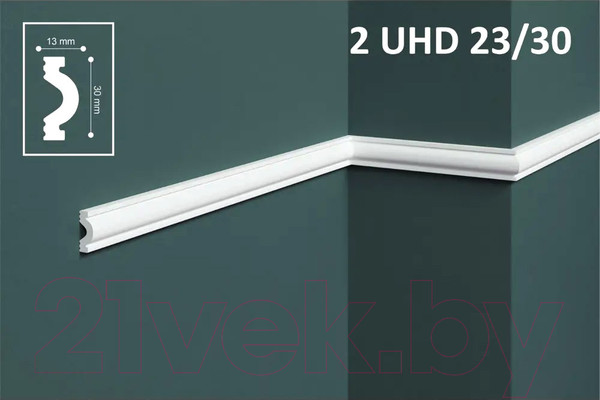 Изображение товара Молдинг SOLID 2UHD 23/30-СВ из экструдированного пенополистирола (2м, белый)