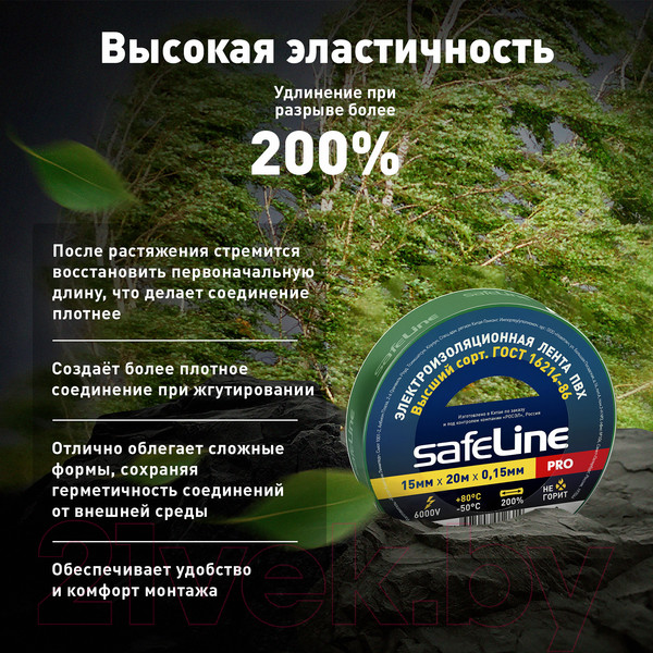 Изображение товара Набор изолент Safeline 15/20 (5шт, зеленый)