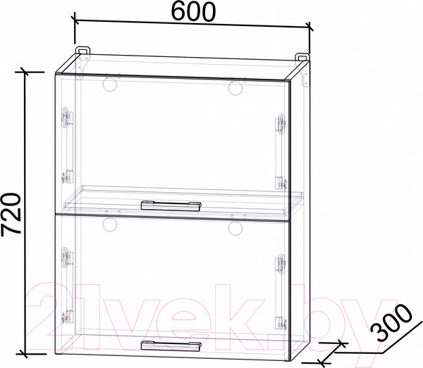 Изображение товара Шкаф навесной для кухни Интерлиния Компо ВШ60-720-2дг (дуб серый)