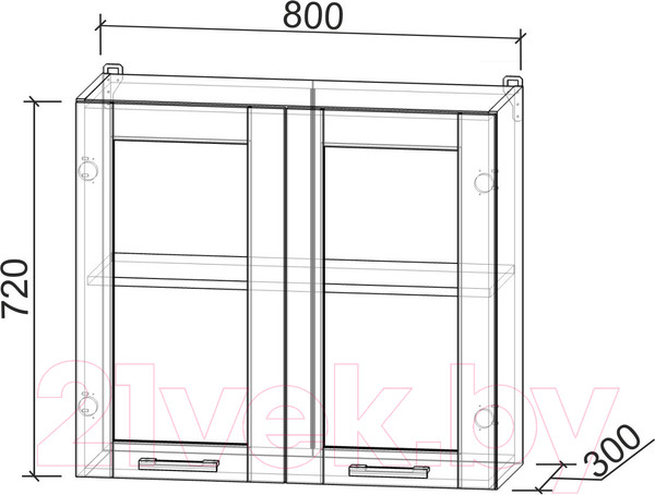 Изображение товара Шкаф навесной для кухни Интерлиния Компо ВШ80ст-720-2дв (бетон лайт)