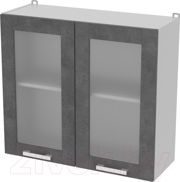Изображение товара Шкаф навесной для кухни Интерлиния Компо ВШ80ст-720-2дв (бетон портленд)