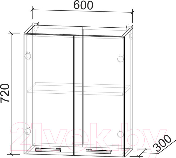 Изображение товара Шкаф навесной для кухни Интерлиния Компо ВШ60-720-2дв (бетон лайт)