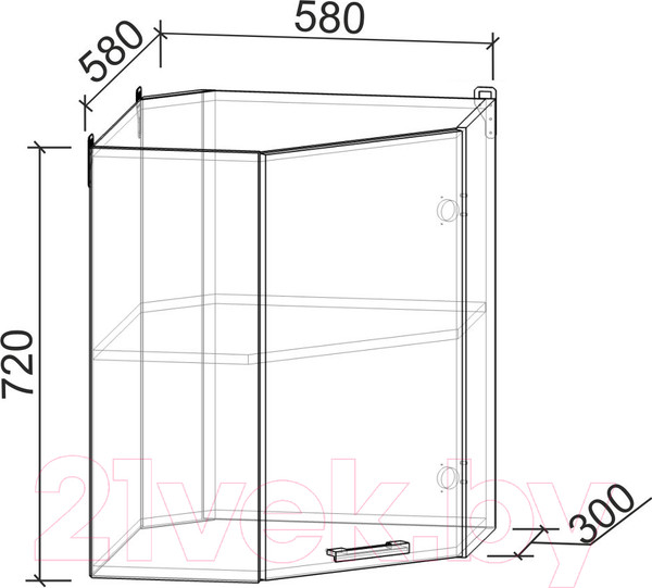 Изображение товара Шкаф навесной для кухни Интерлиния Компо ВШУ-720 (дуб веллингтон)