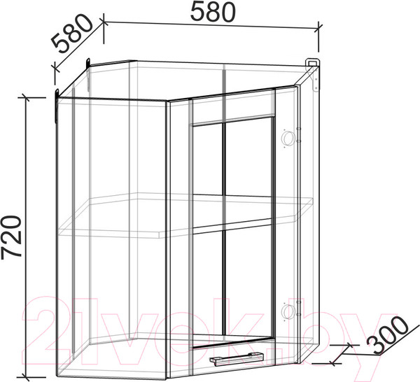 Изображение товара Шкаф навесной для кухни Интерлиния Компо ВШУст-720 (бетон лайт)