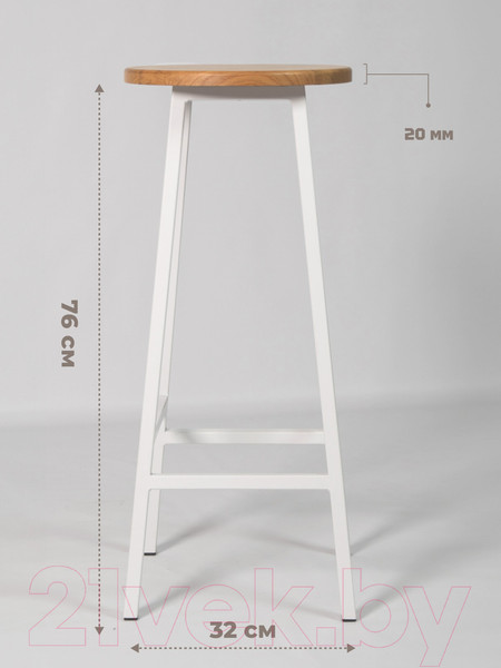 Изображение товара Табурет барный Stal-Massiv SMH-76 (дуб натуральный/белый)
