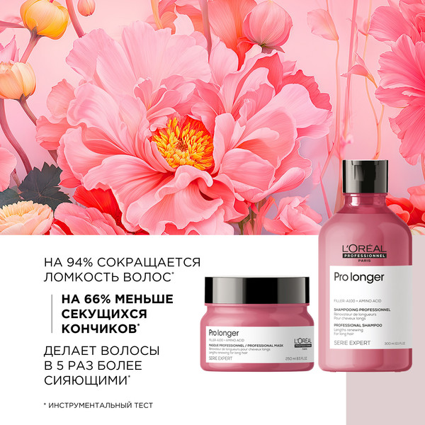 Изображение товара Набор косметики для волос L'Oreal Professionnel Pro Longer Шампунь 300мл+Маска 250мл
