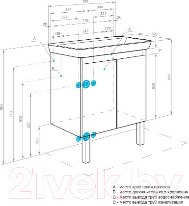 Изображение товара Тумба под умывальник Акватон Сканди Doors 80 (1A282901SD010)