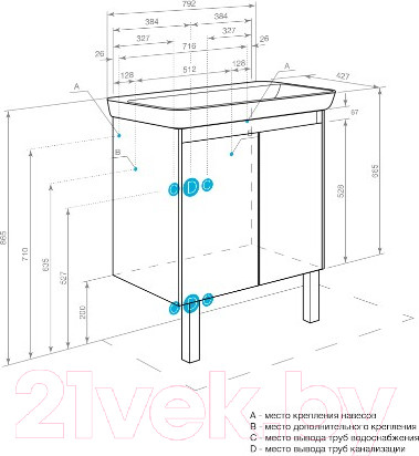 Изображение товара Тумба под умывальник Акватон Сканди Doors 80 (1A282901SDZ90)