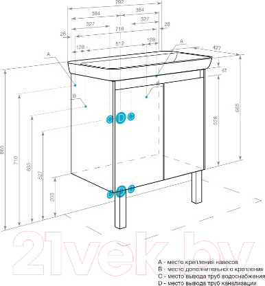 Изображение товара Тумба под умывальник Акватон Сканди Doors 80 (1A282901SDB20)