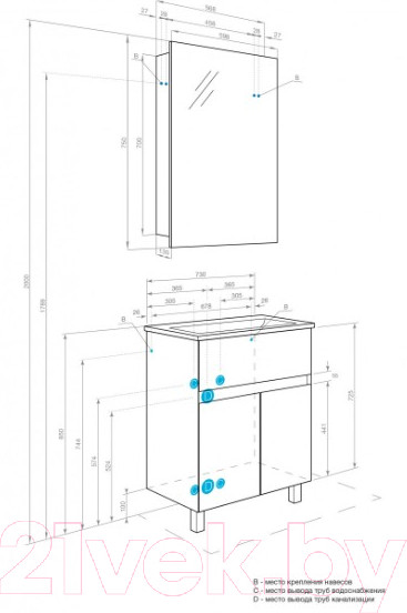 Изображение товара Тумба под умывальник Акватон Форест 75 (1A278301FR9C0)