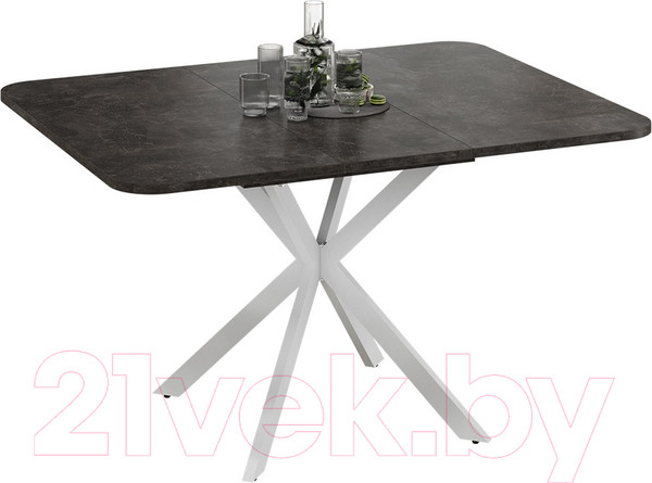 Изображение товара Обеденный стол ТриЯ Лиссабон тип 1 (белый муар/ателье темный)