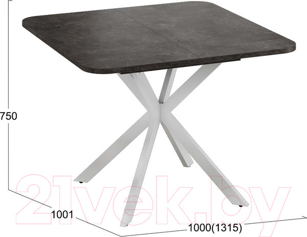 Изображение товара Обеденный стол ТриЯ Лиссабон тип 1 (белый муар/ателье темный)