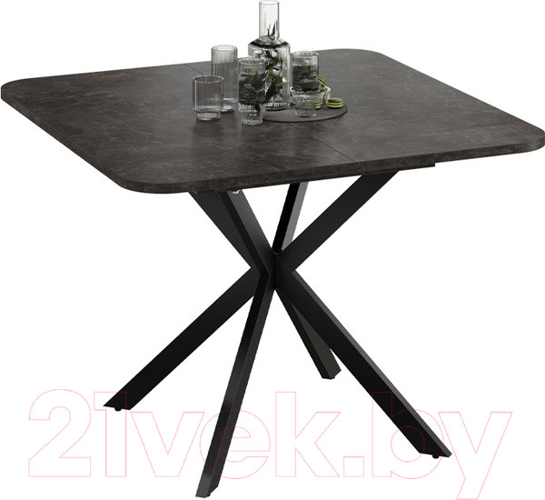 Изображение товара Обеденный стол ТриЯ Лиссабон тип 1 (черный муар/ателье темный)