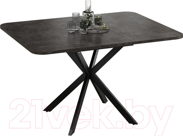 Изображение товара Обеденный стол ТриЯ Лиссабон тип 1 (черный муар/ателье темный)