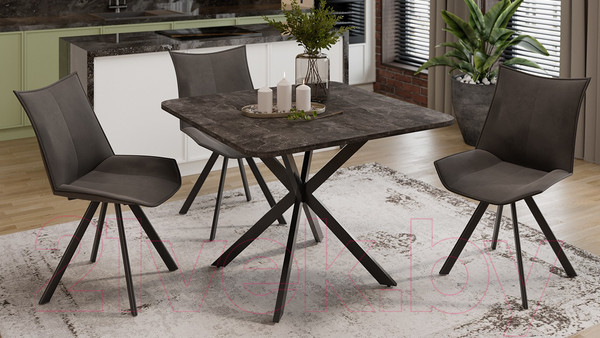 Изображение товара Обеденный стол ТриЯ Лиссабон тип 1 (черный муар/ателье темный)