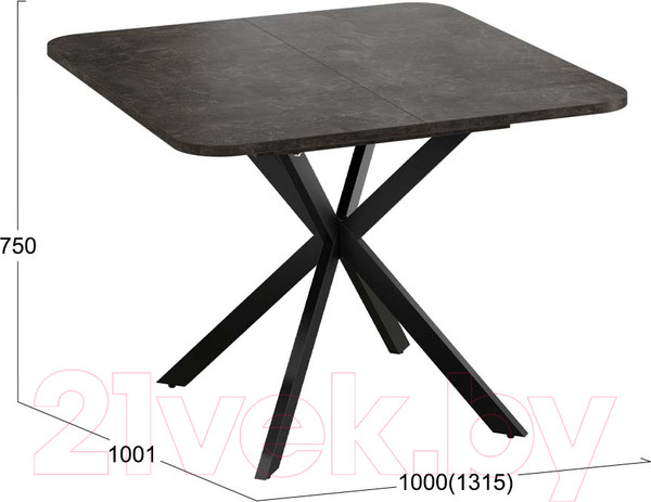 Изображение товара Обеденный стол ТриЯ Лиссабон тип 1 (черный муар/ателье темный)