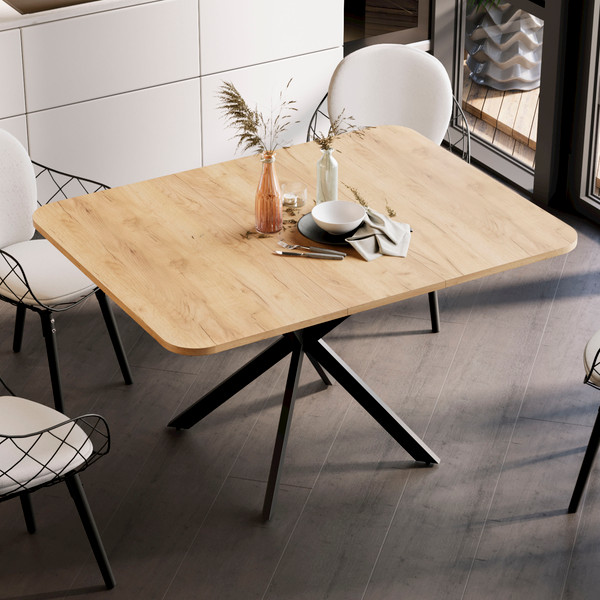 Изображение товара Обеденный стол ТриЯ Лиссабон тип 1 (черный муар/дуб крафт золотой)