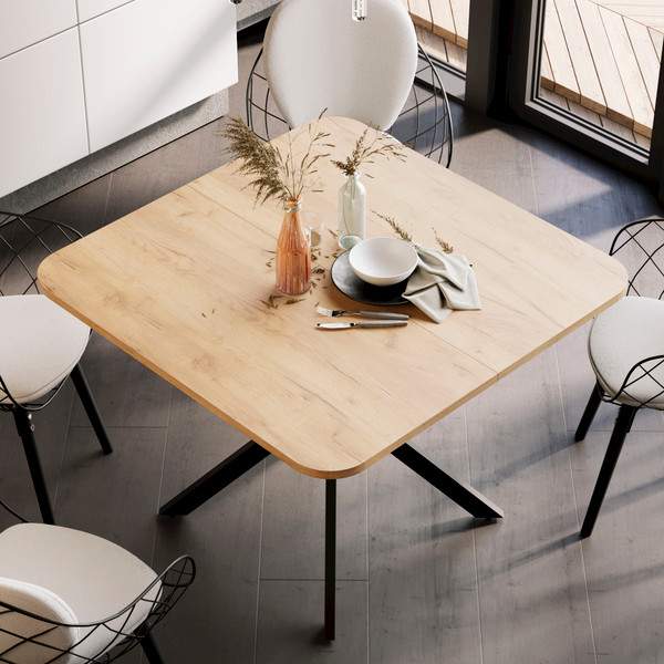 Изображение товара Обеденный стол ТриЯ Лиссабон тип 1 (черный муар/дуб крафт золотой)