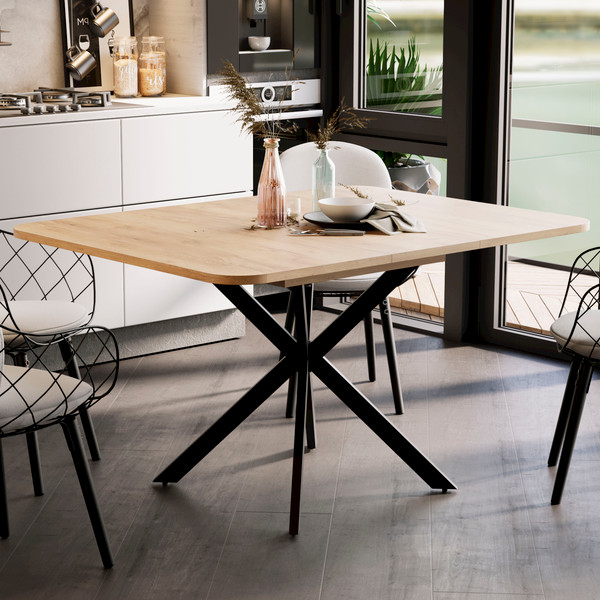 Изображение товара Обеденный стол ТриЯ Лиссабон тип 1 (черный муар/дуб крафт золотой)