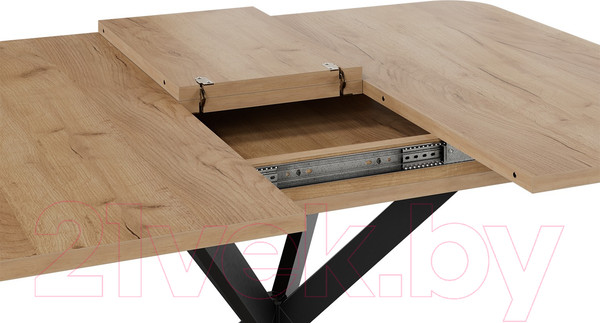 Изображение товара Обеденный стол ТриЯ Лиссабон тип 1 (черный муар/дуб крафт золотой)