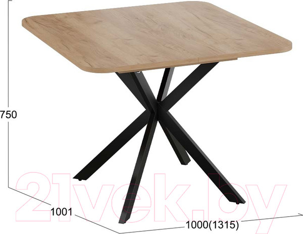 Изображение товара Обеденный стол ТриЯ Лиссабон тип 1 (черный муар/дуб крафт золотой)