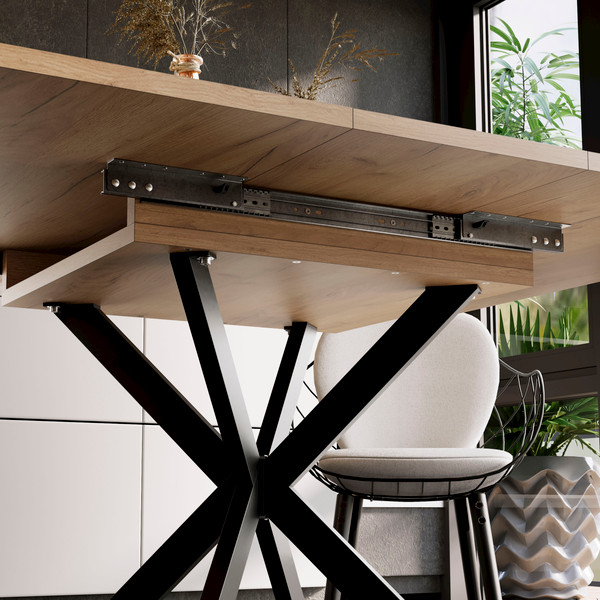 Изображение товара Обеденный стол ТриЯ Лиссабон тип 1 (черный муар/дуб крафт золотой)