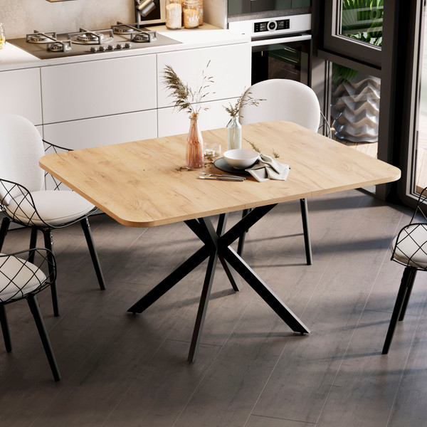 Изображение товара Обеденный стол ТриЯ Лиссабон тип 1 (черный муар/дуб крафт золотой)