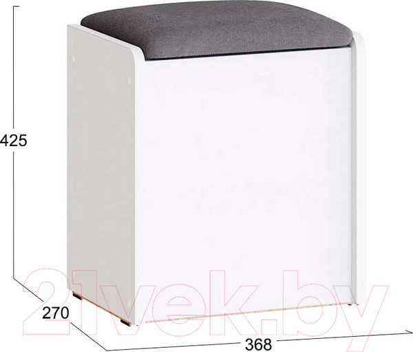 Изображение товара Банкетка ТриЯ Бостон (белый ясень/велюр серый)