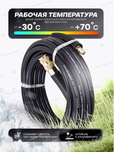 Изображение товара Шланг для компрессора Forsage Резиновый воздушный армированный с фитингами F-AHC-10/H (58661)